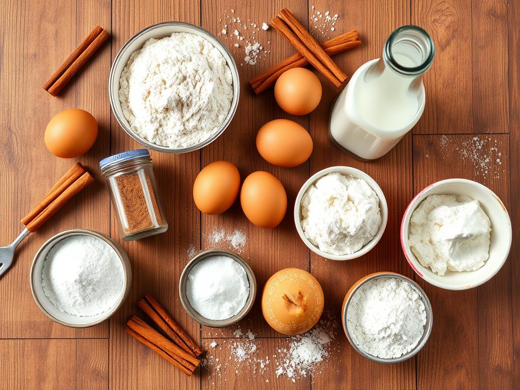 Ingredientes para bolinho de chuva com canela