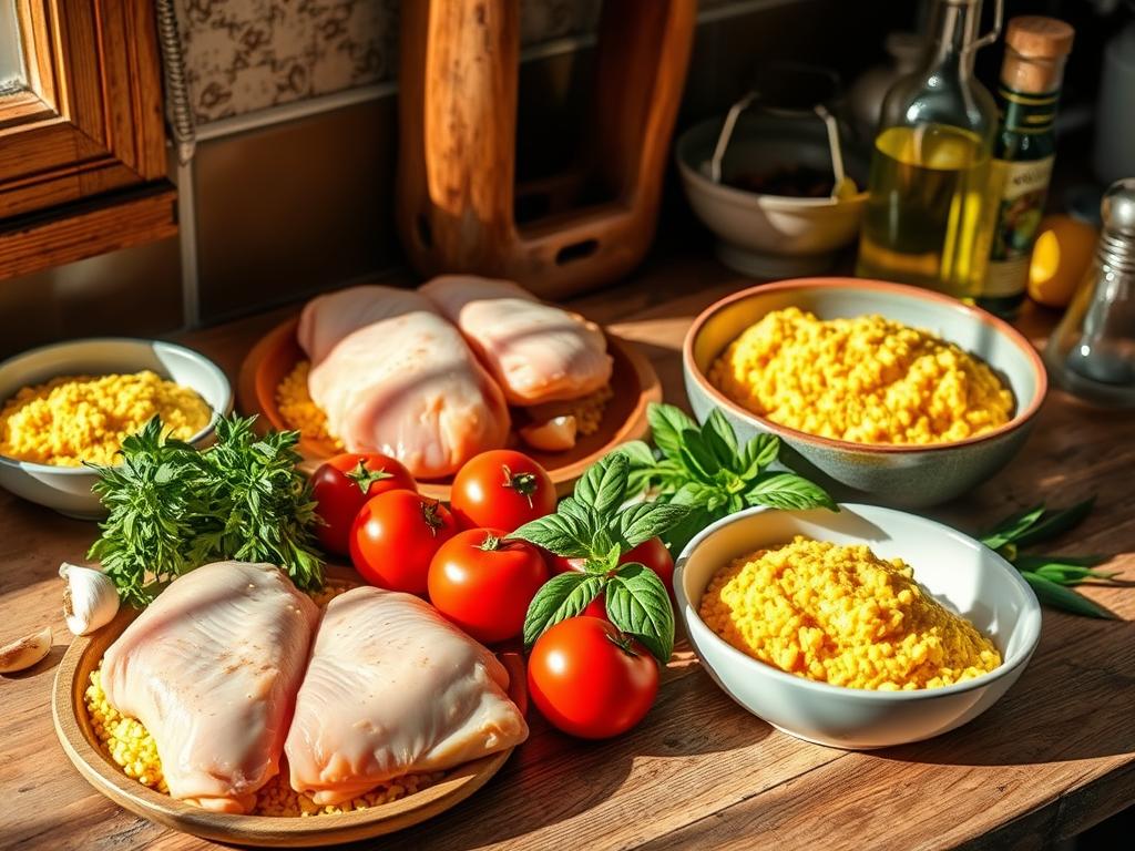 Ingredientes para frango com polenta