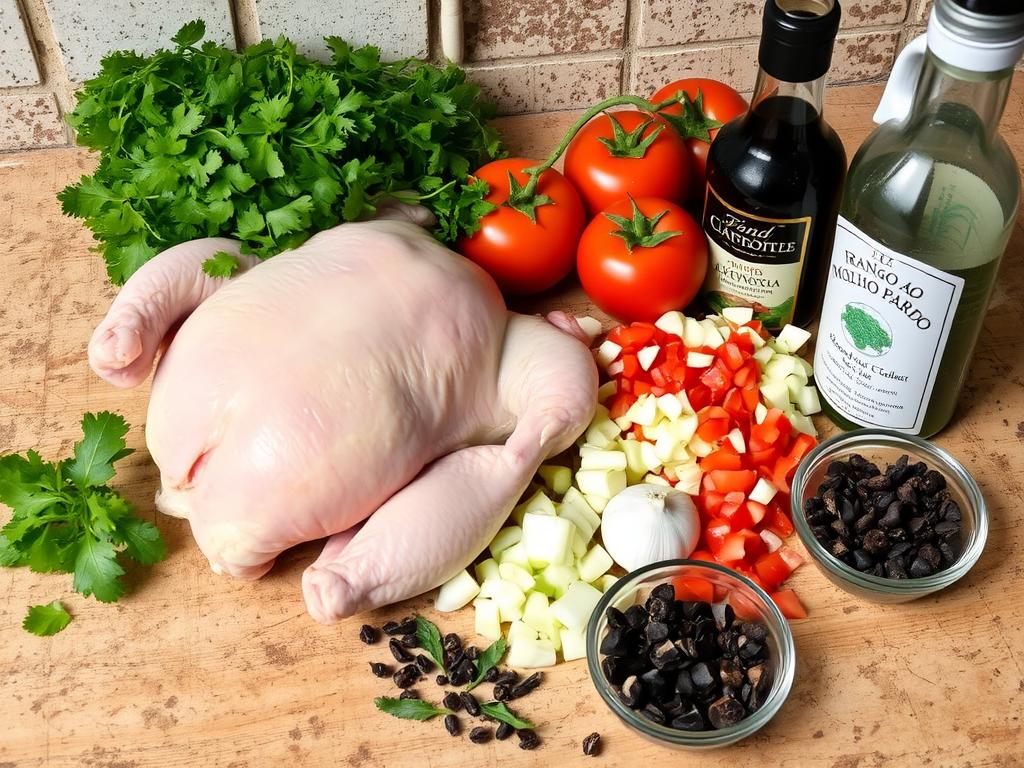 ingredientes frango ao molho pardo